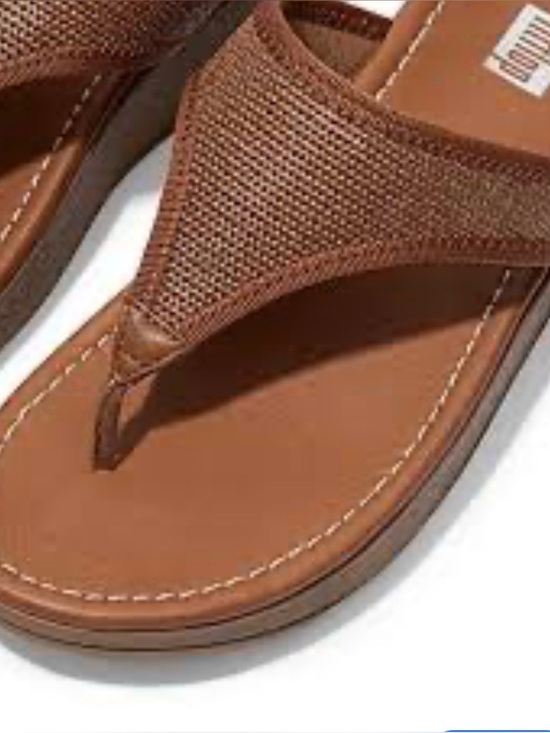 Fitflop Shoes - Fitflop Brown Woven Thong Sandals leather footbed size 10